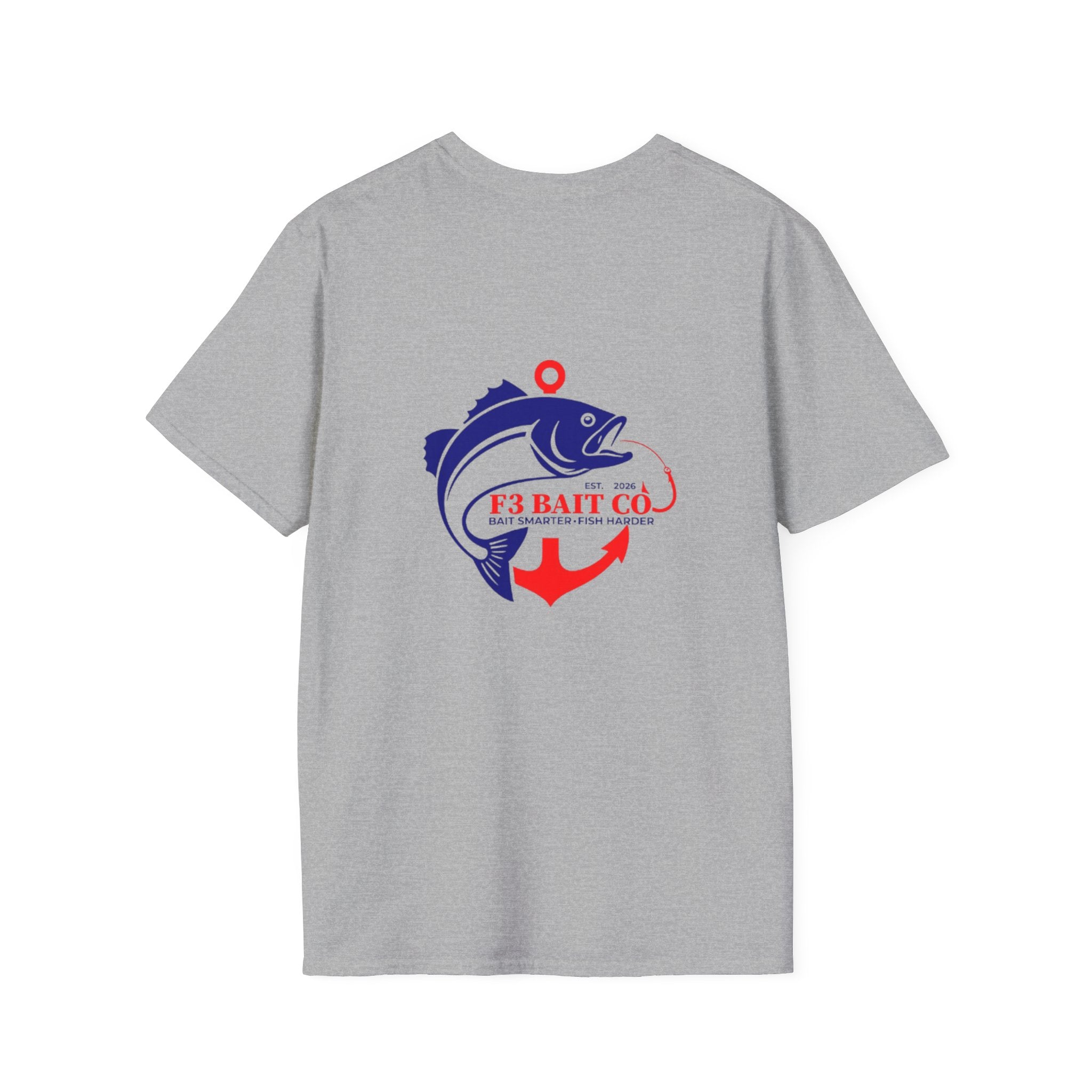 F3 Bait Co Fishing Logo T-Shirt | Fish Hook Anchor Graphic