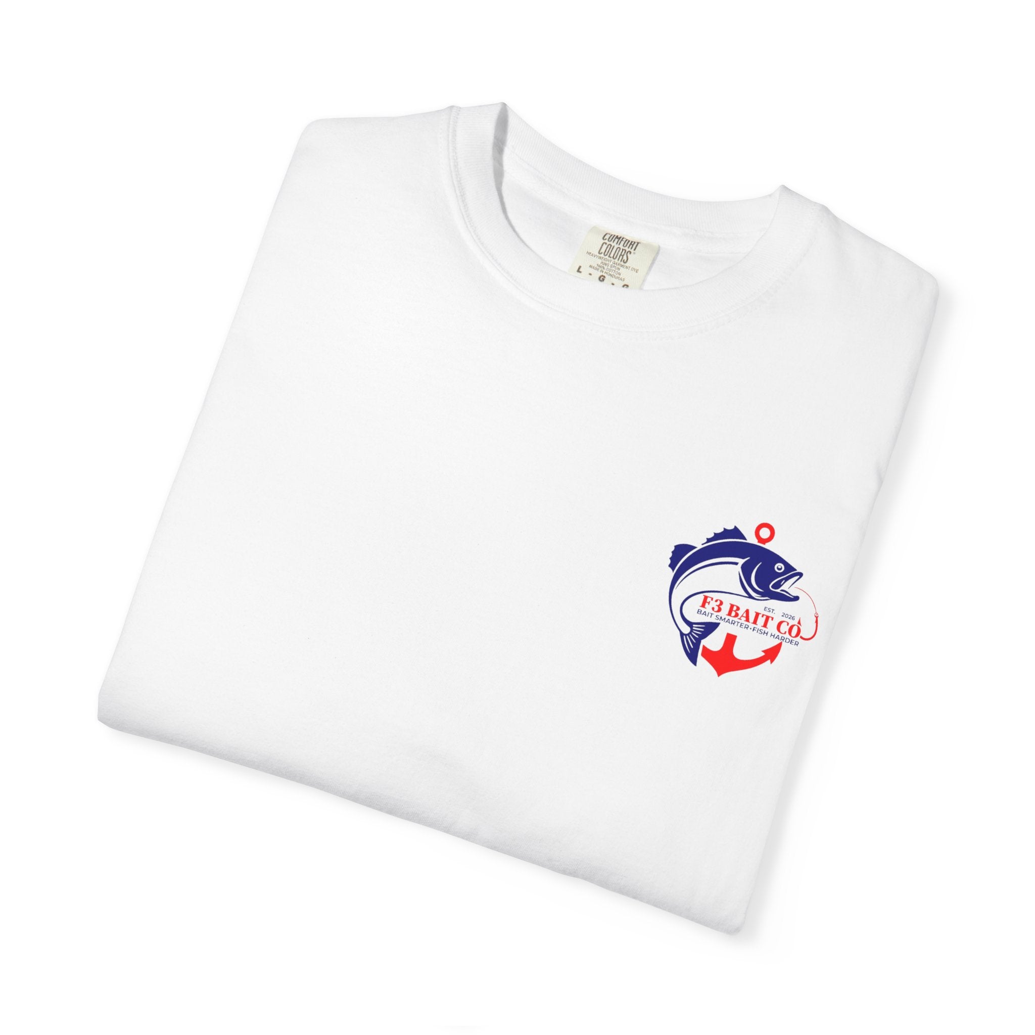 F3 Bait Co Fishing Logo T-Shirt | Anchor Hook Bass Graphic