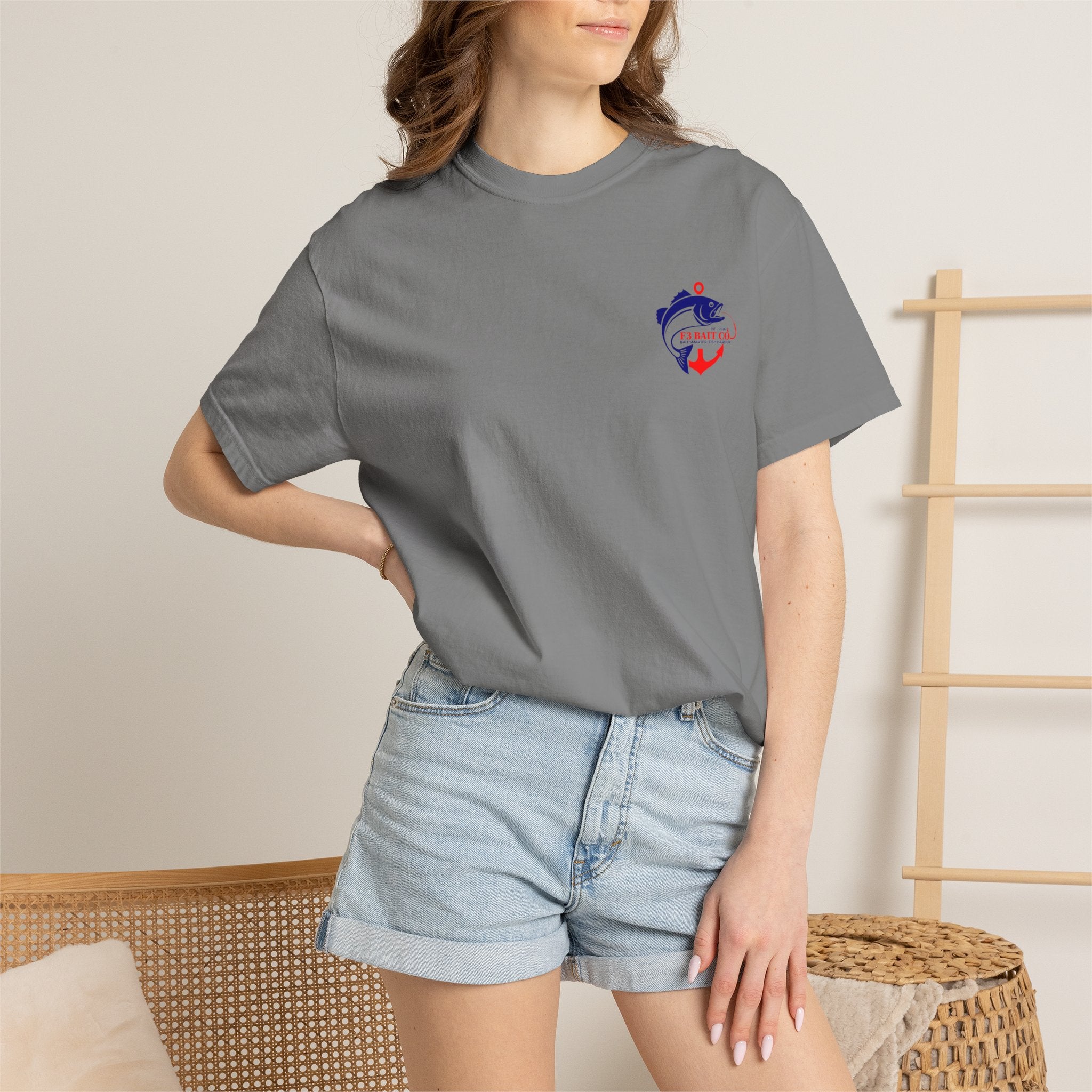 F3 Bait Co Fishing Logo T-Shirt | Anchor Hook Bass Graphic