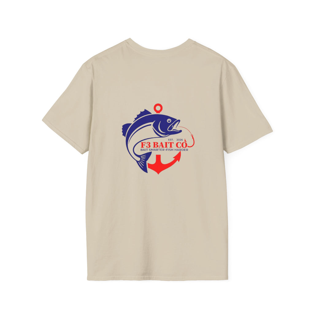F3 Bait Co Fishing Logo T-Shirt | Fish Hook Anchor Graphic