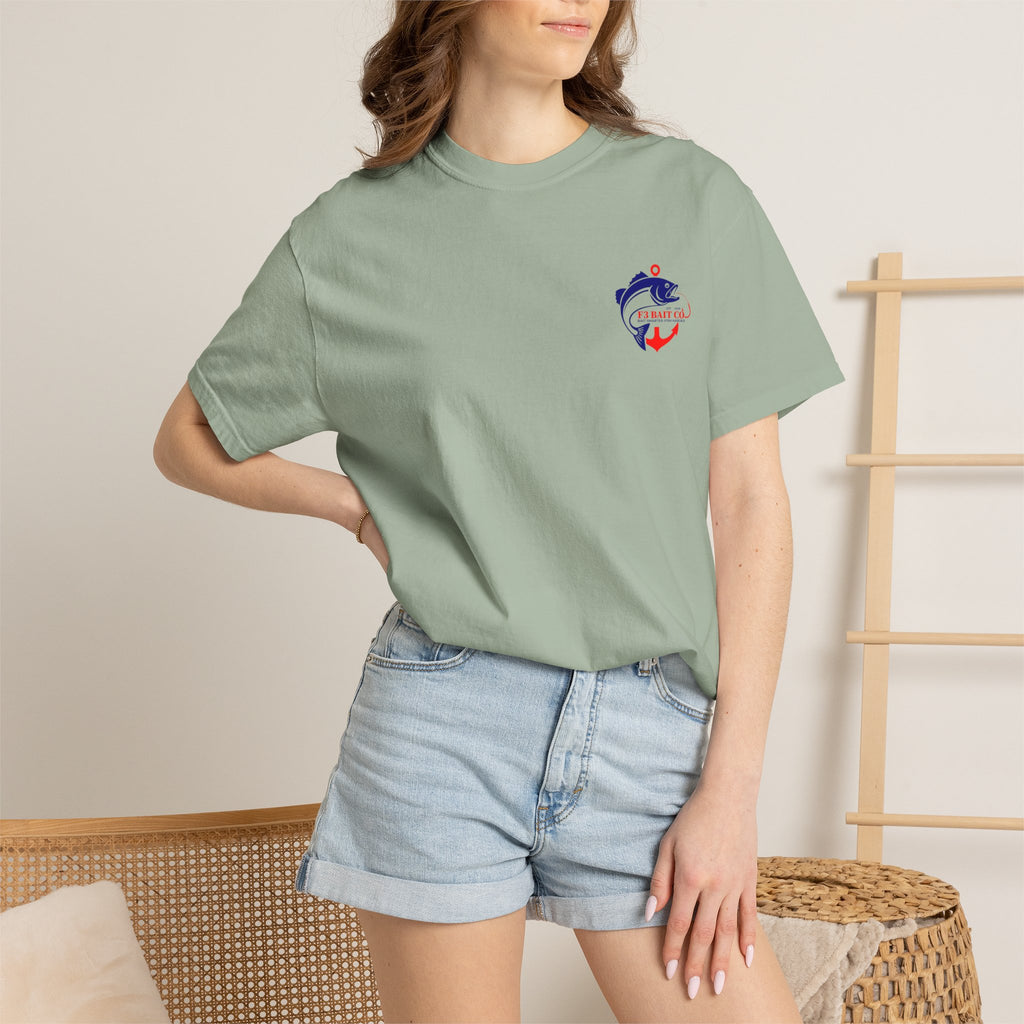 F3 Bait Co Fishing Logo T-Shirt | Anchor Hook Bass Graphic