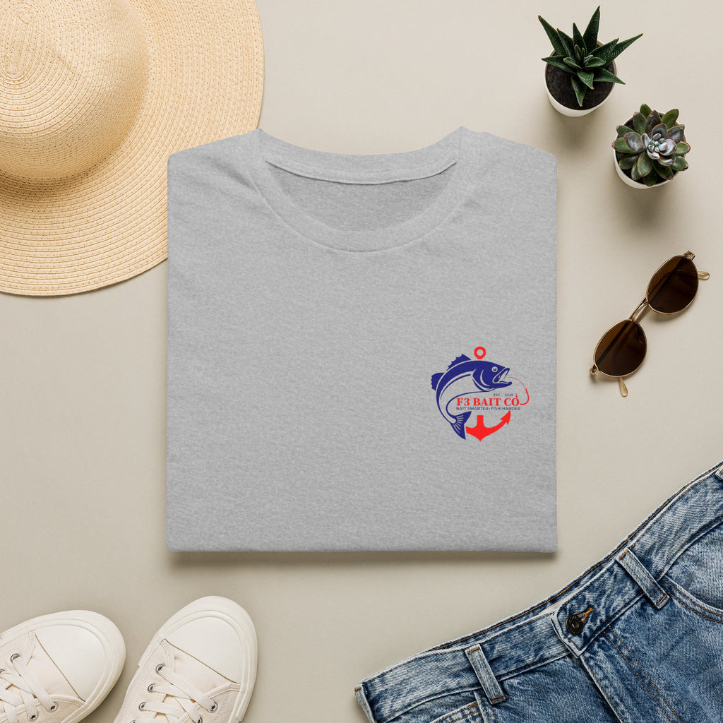 F3 Bait Co Fishing Logo T-Shirt | Fish Hook Anchor Graphic
