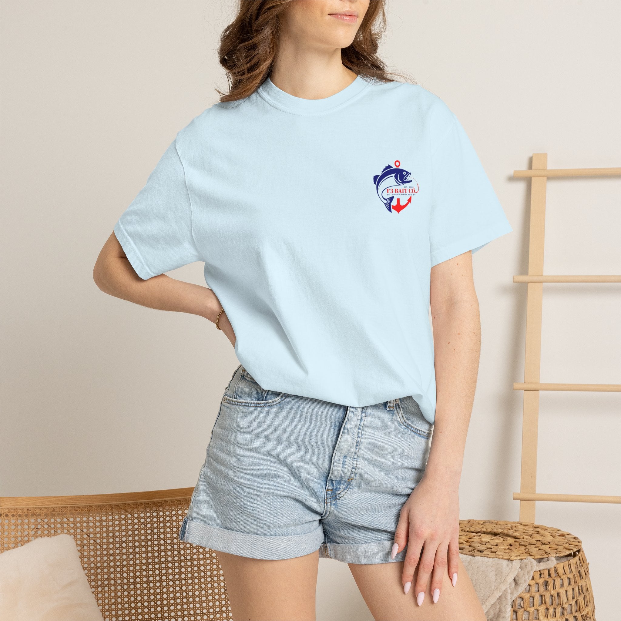 F3 Bait Co Fishing Logo T-Shirt | Anchor Hook Bass Graphic