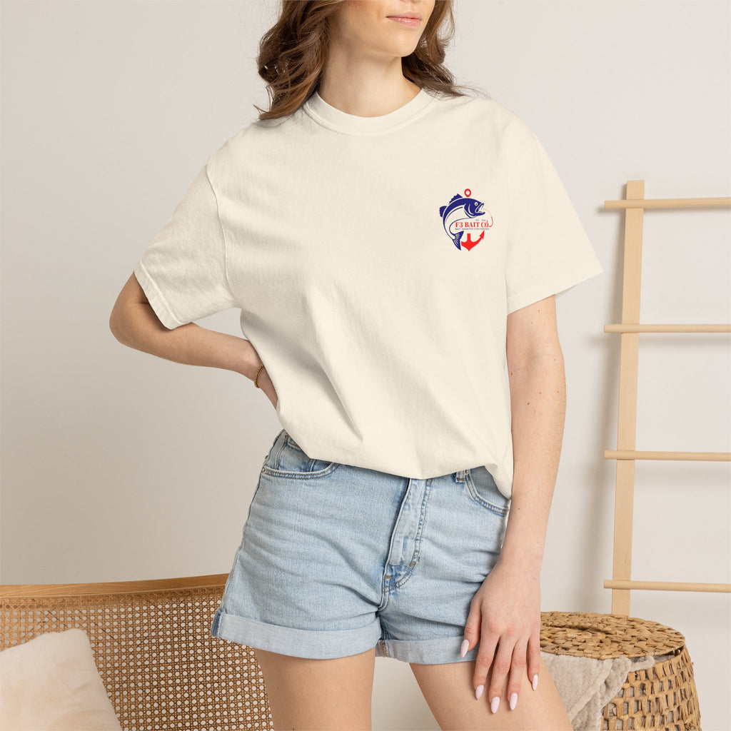 F3 Bait Co Fishing Logo T-Shirt | Anchor Hook Bass Graphic