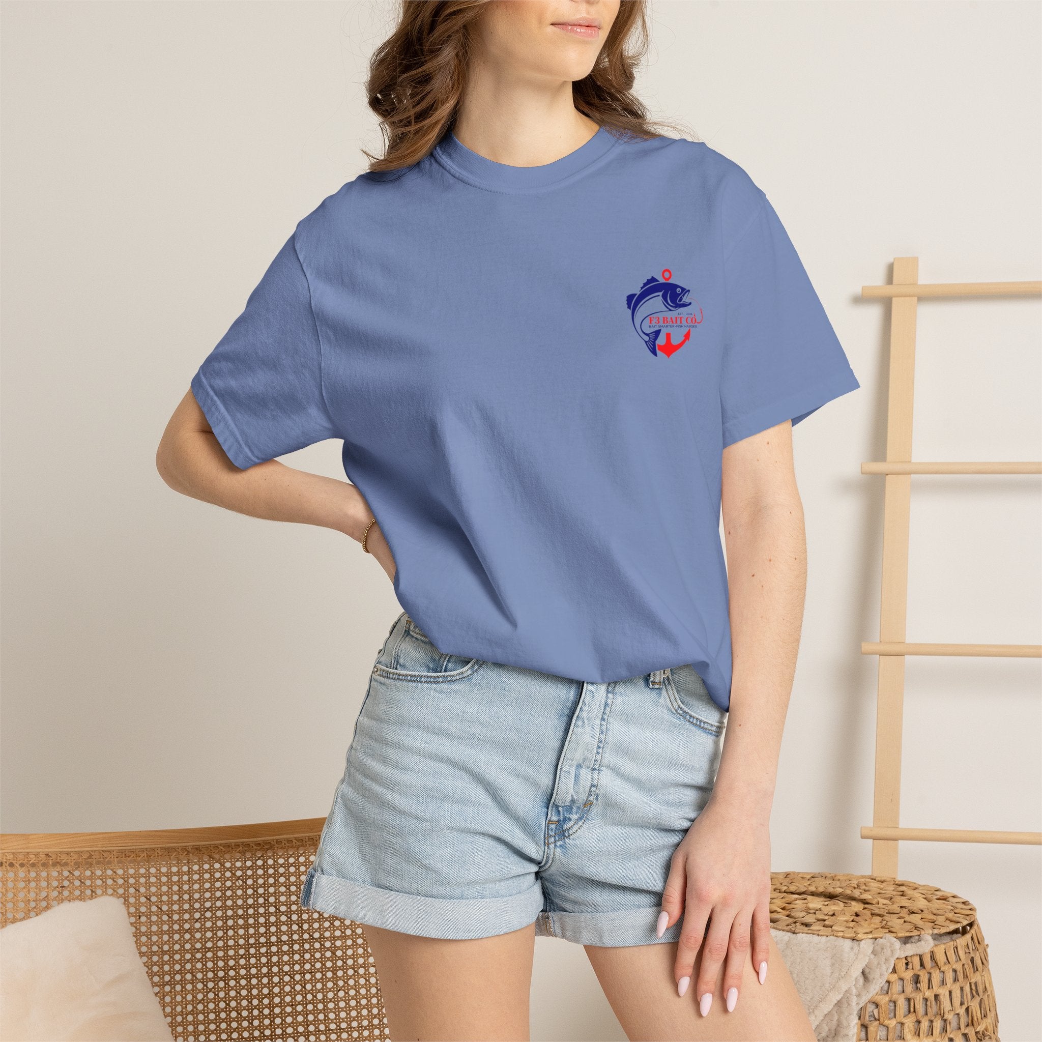 F3 Bait Co Fishing Logo T-Shirt | Anchor Hook Bass Graphic