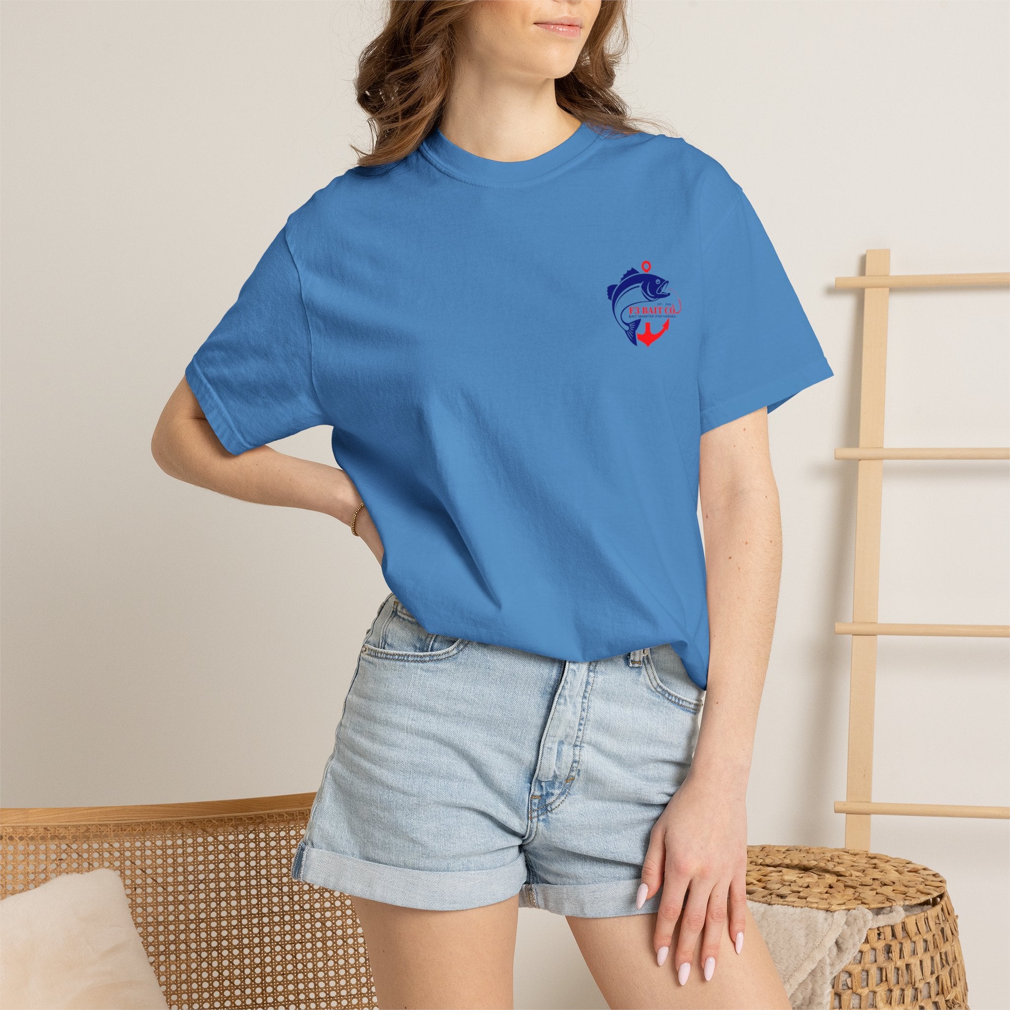 F3 Bait Co Fishing Logo T-Shirt | Anchor Hook Bass Graphic