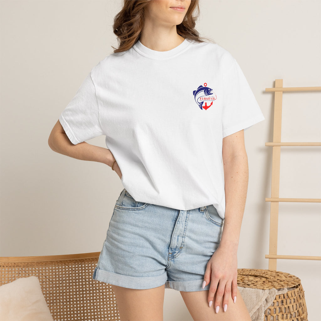 F3 Bait Co Fishing Logo T-Shirt | Anchor Hook Bass Graphic