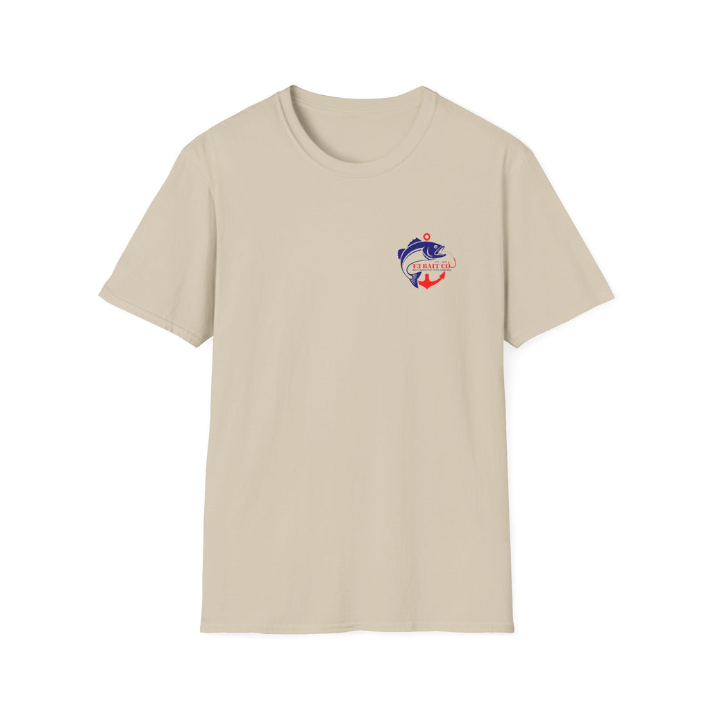 F3 Bait Co Fishing Logo T-Shirt | Fish Hook Anchor Graphic