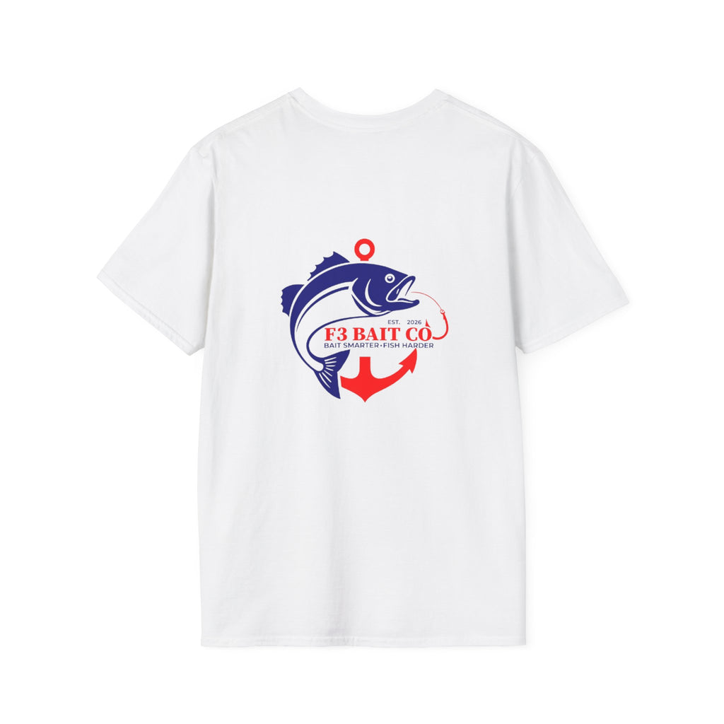 F3 Bait Co Fishing Logo T-Shirt | Fish Hook Anchor Graphic