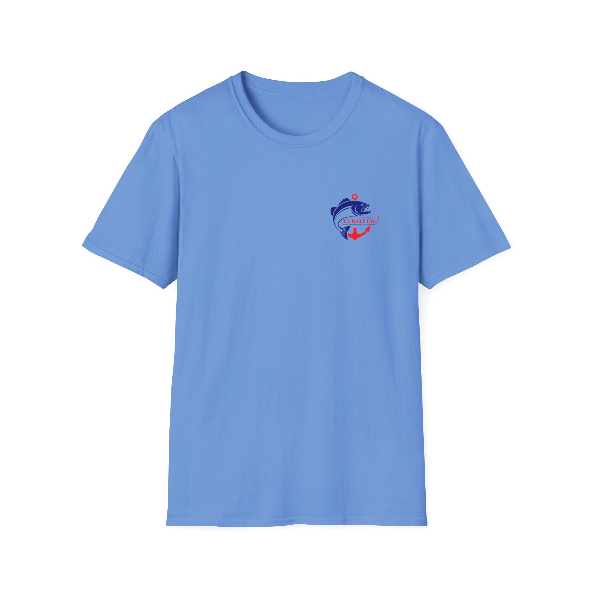 F3 Bait Co Fishing Logo T-Shirt | Fish Hook Anchor Graphic