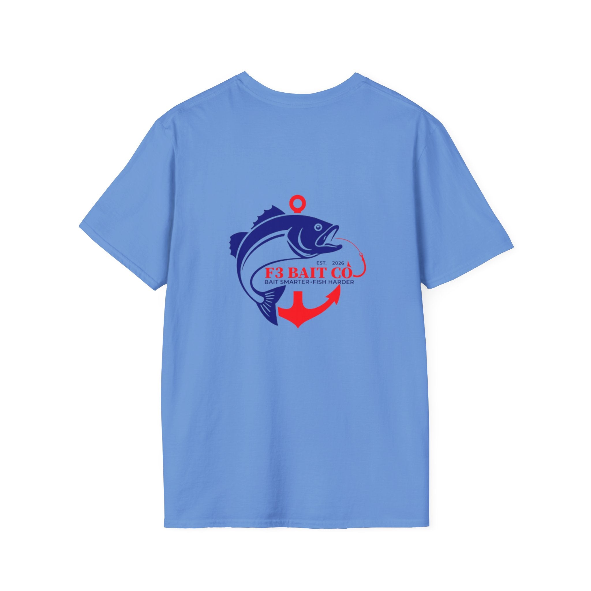 F3 Bait Co Fishing Logo T-Shirt | Fish Hook Anchor Graphic