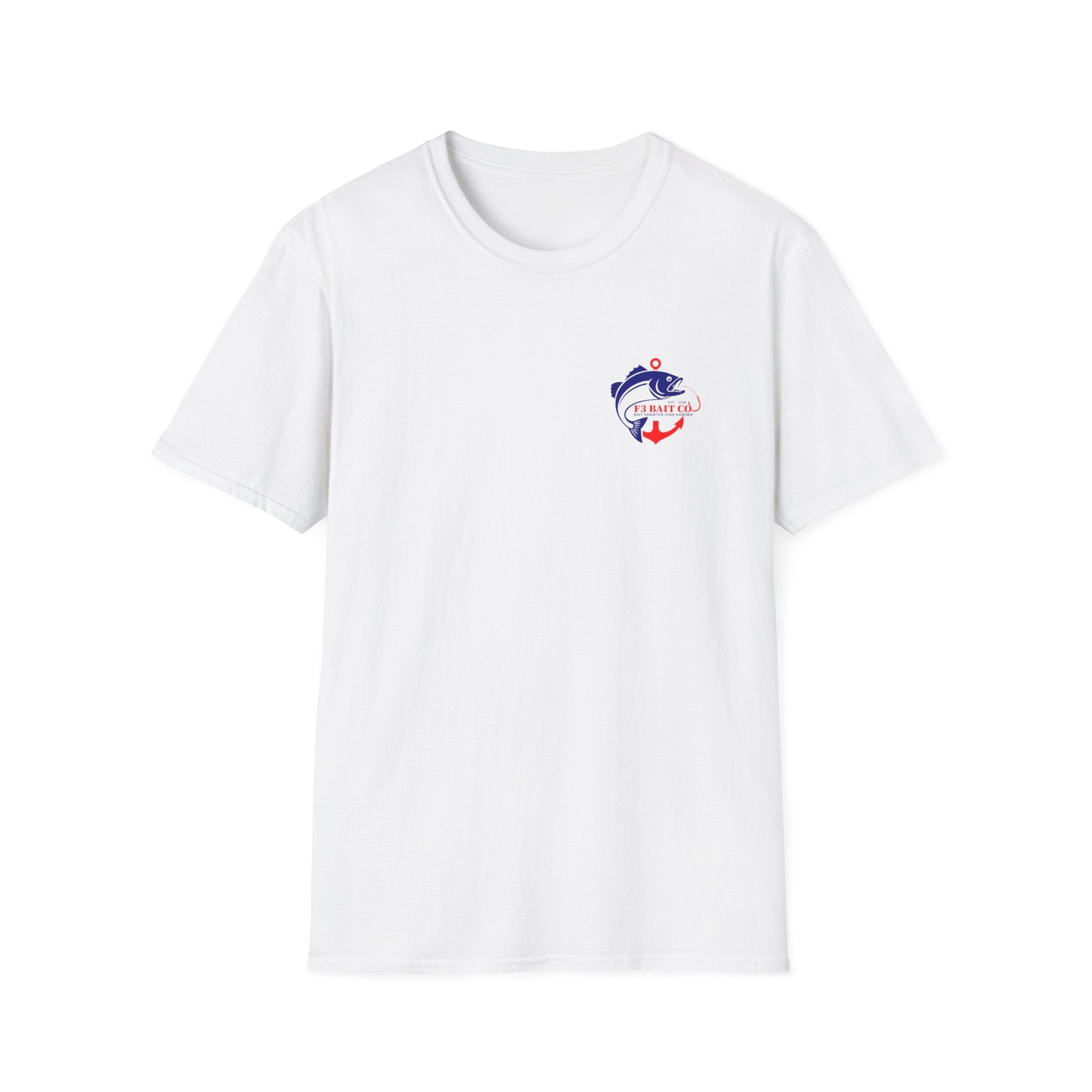 F3 Bait Co Fishing Logo T-Shirt | Fish Hook Anchor Graphic