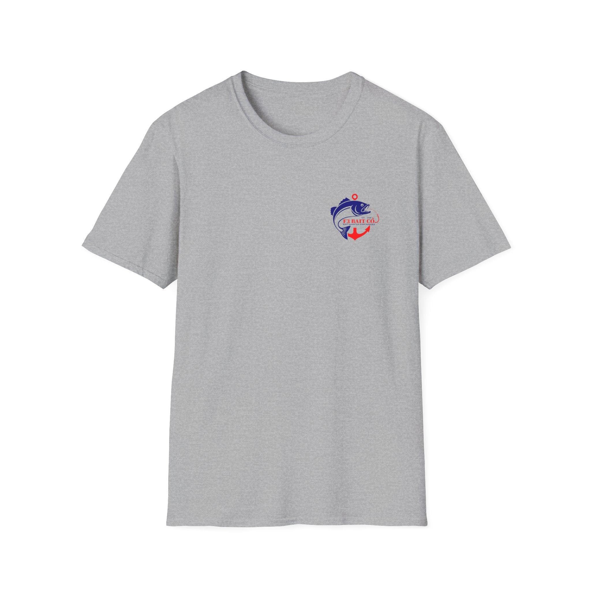 F3 Bait Co Fishing Logo T-Shirt | Fish Hook Anchor Graphic