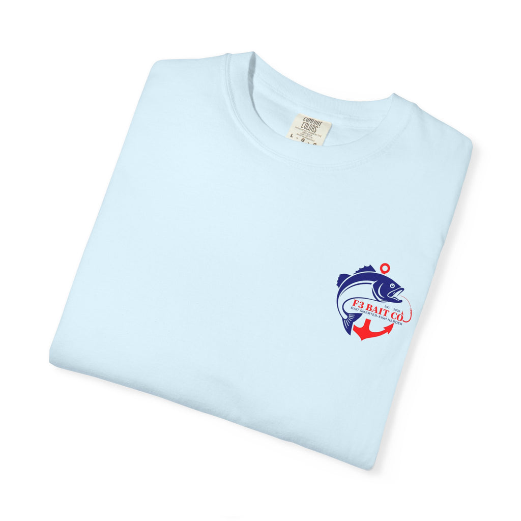F3 Bait Co Fishing Logo T-Shirt | Anchor Hook Bass Graphic